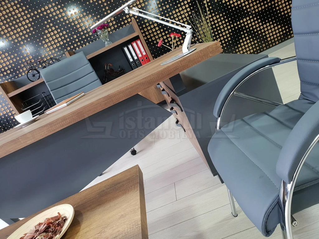 İstanbul Ofis Yönetici Masa Takımı Elegant - Barok Antrasit ISTANBUL