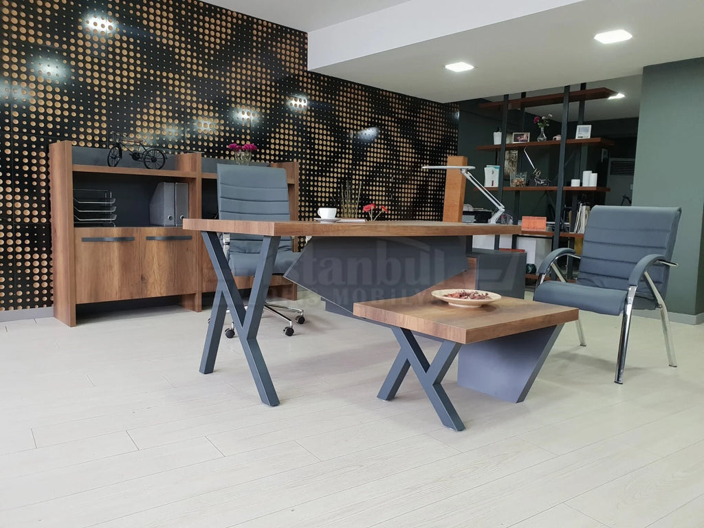 İstanbul Ofis Yönetici Masa Takımı Elegant - Barok Antrasit ISTANBUL