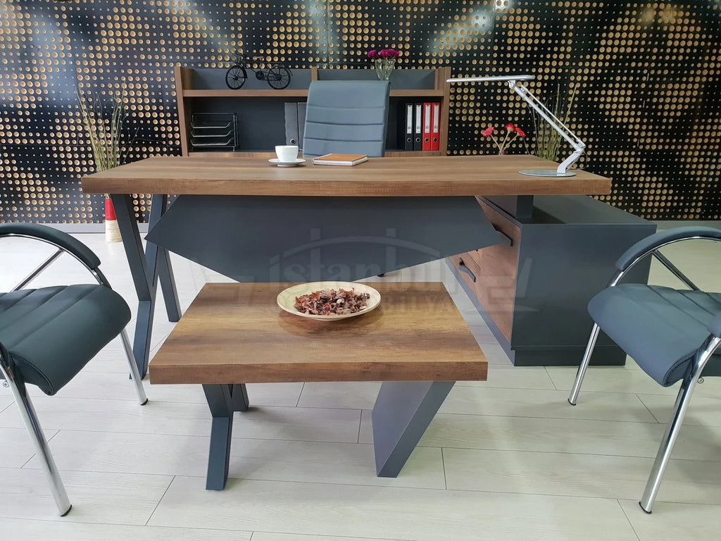 İstanbul Ofis Yönetici Masa Takımı Elegant - Barok Antrasit ISTANBUL