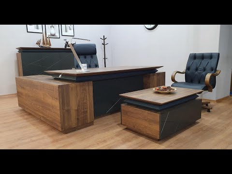 Büro Chefsessel-Set İmza, Nussbaum und Lack, Minimalistische Maße