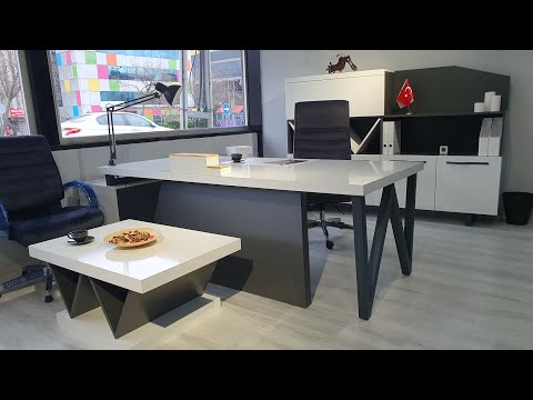 İstanbul Büro Çamlıca W Chefzimmermöbel Weiß Anthrazit