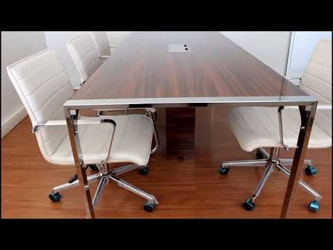 Apple Konferenztisch Hg.Nussbaum Chrom U-Gestell