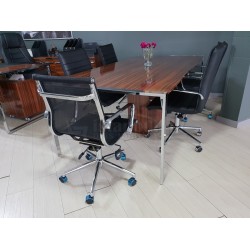 Apfel Großer Besprechungstisch Hochglanz Walnuss Chrom