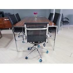 Apfel Großer Besprechungstisch Hochglanz Walnuss Chrom