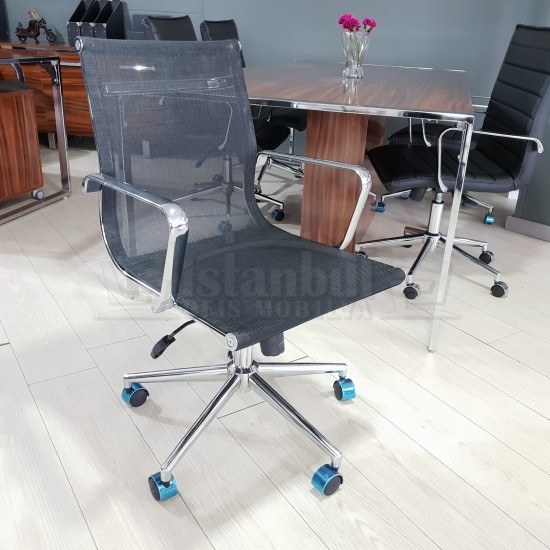 Apfel Großer Besprechungstisch Hochglanz Walnuss Chrom