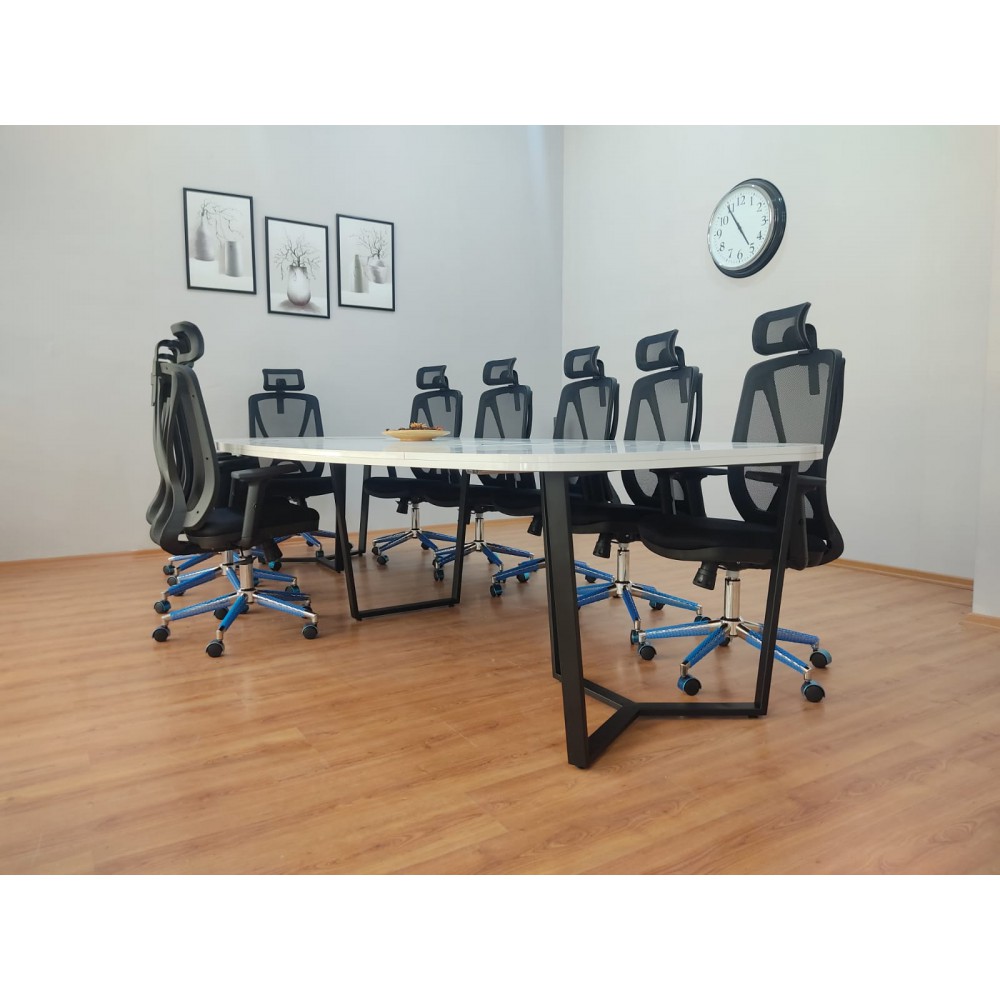 Großer Ovaler Besprechungstabelle Weiß