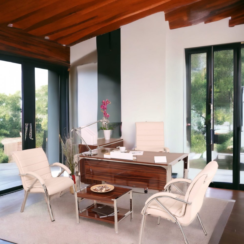 Istanbul Büro-Schreibtisch-Mitarbeiter-Team Hochglanz Walnuss