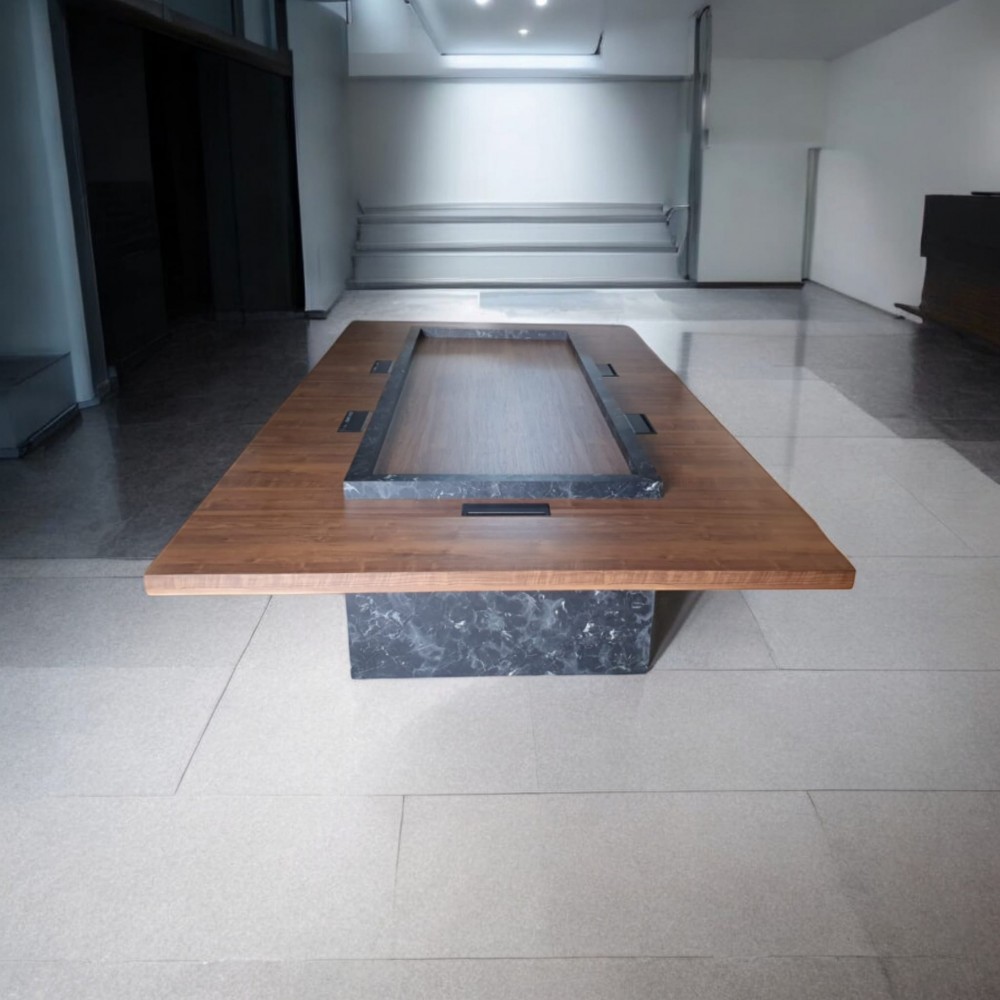 Besprechungstisch aus Holz mit Marmormuster