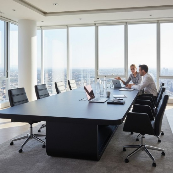 Großer, Schwarz Lackierter Besprechungstisch Für 20 Personen